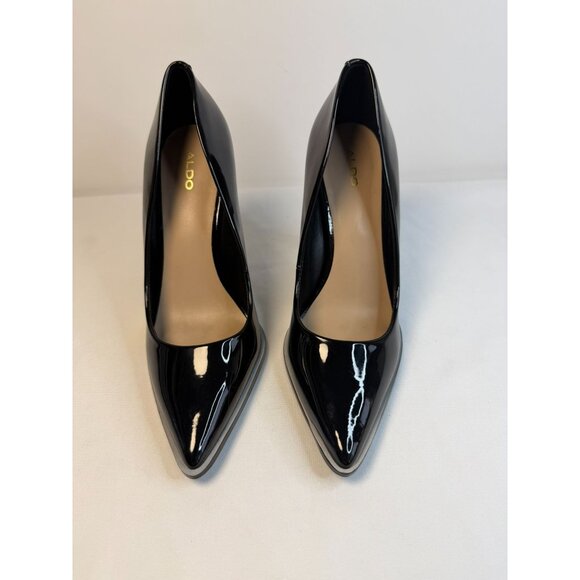 Aldo Jady Pumps Womens Size 7M Black Patent Pointed Toe Spool Heel Shoes Dressy - Picture 2 of 14